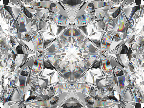 Diamond closeup and kaleidoscope pattern