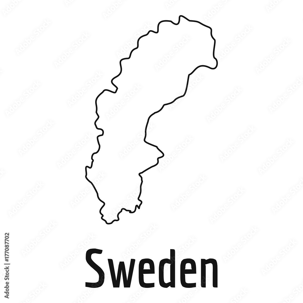 Sweden map thin line vector simple
