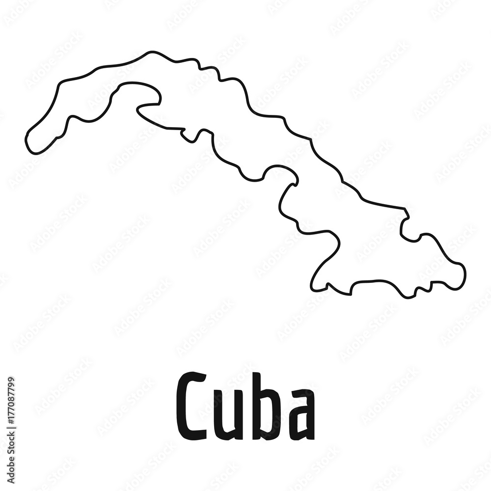 Cuba map thin line vector simple