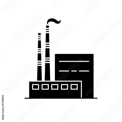 Coal power plant silhouette icon in flat style