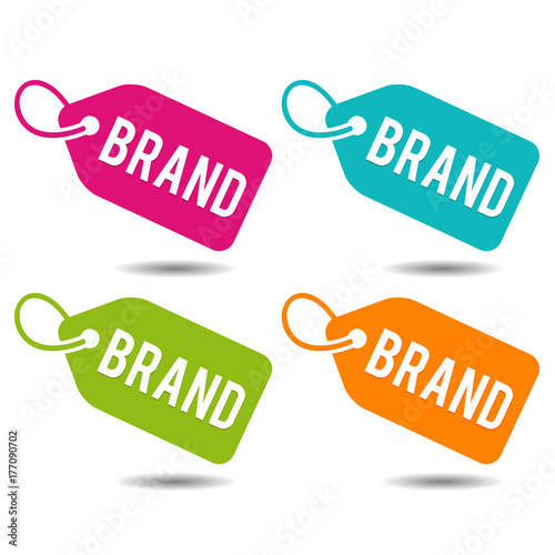 Brand price Tags. Flat Eps10 Vector Illustration.