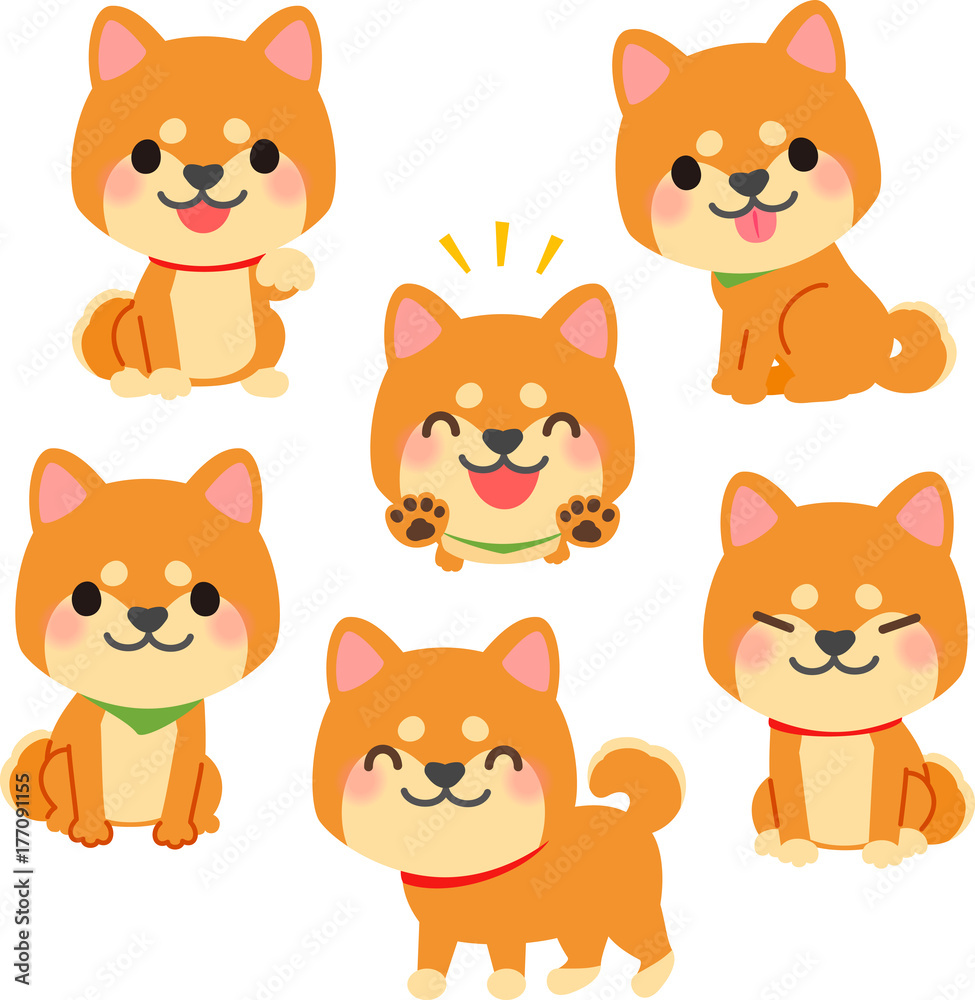 柴犬のいろいろなポーズのセット 柴犬のいろいろなポーズのセット