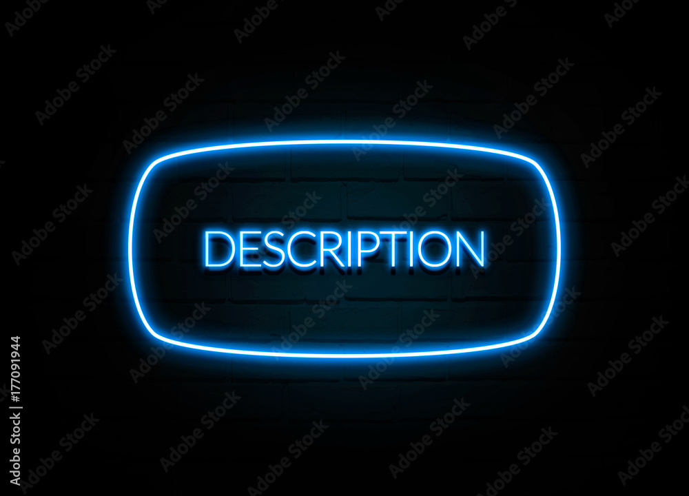 Description - colorful Neon Sign on brickwall Description - colorful Neon Sign on brickwall
