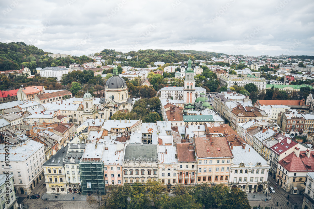 Fototapeta premium landscape view of old europian city