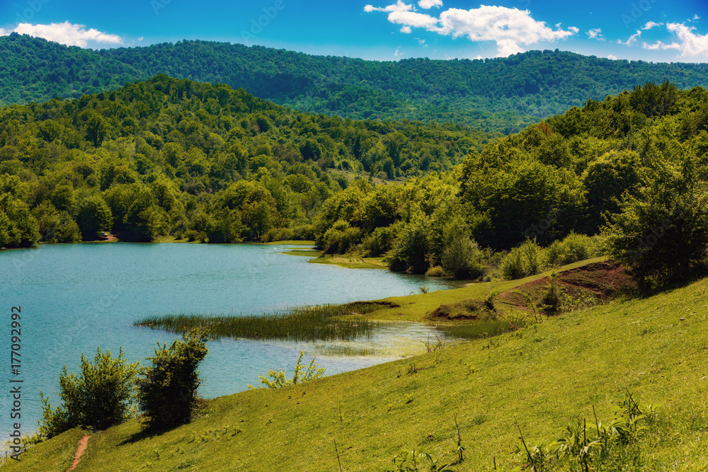 Beautiful view of high mountain lake Beautiful view of high mountain lake