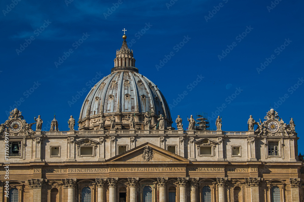 Dettagli della cupola della Basilica di San Pietro, Città del Vaticano, Roma