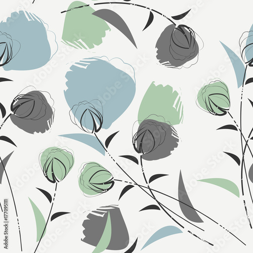 Decorative endless pattern with peony flowers