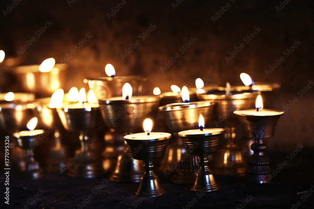 candles in a Buddhist temple candles in a Buddhist temple