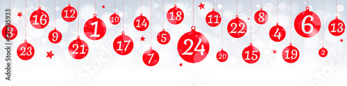 Advent calendar banner with hanging balls