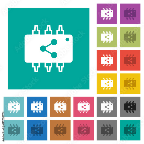 Connect hardware square flat multi colored icons