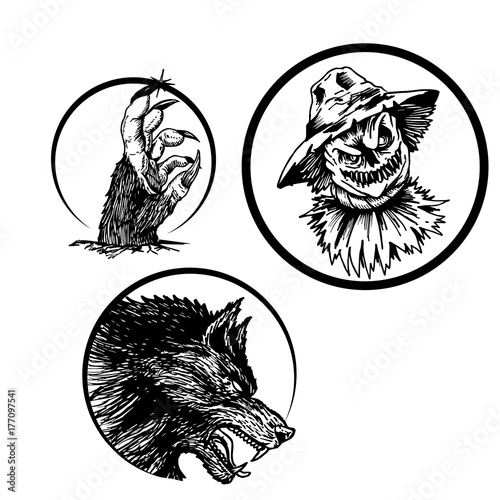 set of halloween stickers