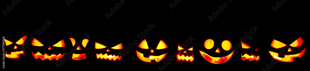 Fototapeta premium Dynie Halloween na czarno