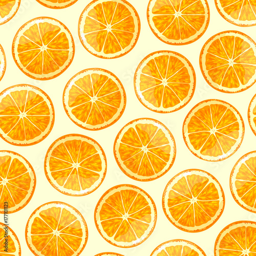 Sliced orange seamless pattern.