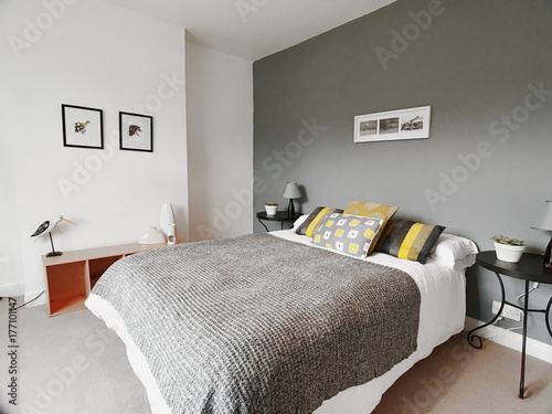 clean furnished stylish show home bedroom photo