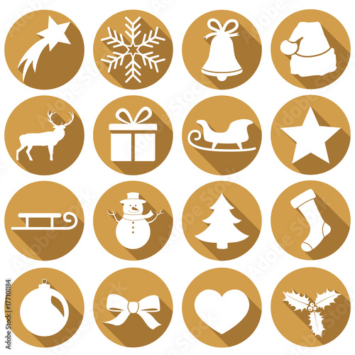 Gold Christmas icon set