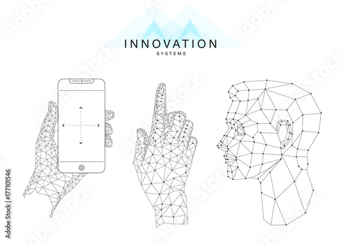 Future technics Innovation systems layouts in polygonal contour line composition