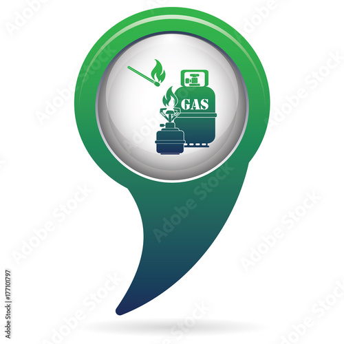 Camping stove with gas bottle icon vector