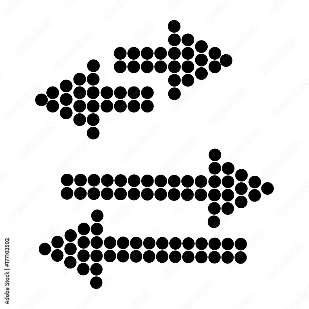 Set of different black arrows from points. Vector illustration
