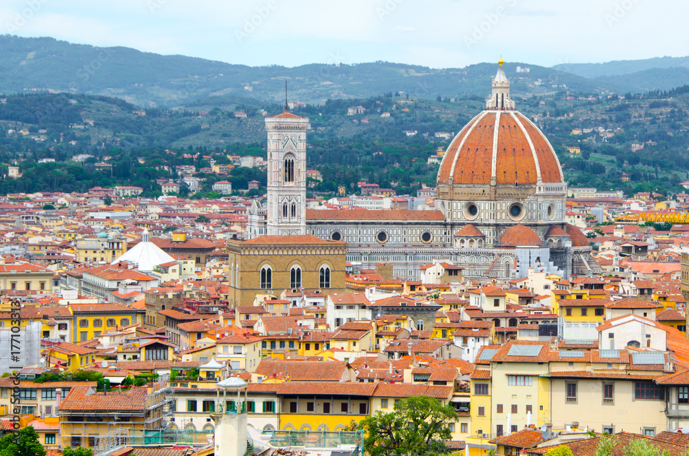 Florence cityscape with cathedral Duomo Santa Maria del Fiore, Florence, Italy.