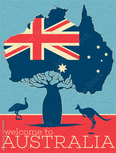 Welcome to Australia vintage poster photo