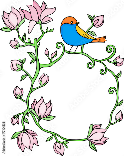 Flower frame with blue bird © soniagoncalves