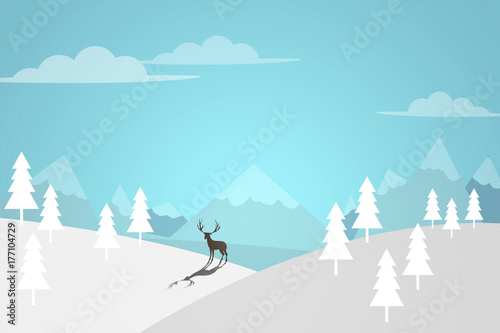 winter landscape with snow for background wallpaper, flat design. christmas snow background