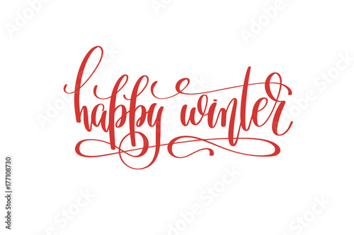 happy winter hand lettering holiday inscription to christmas