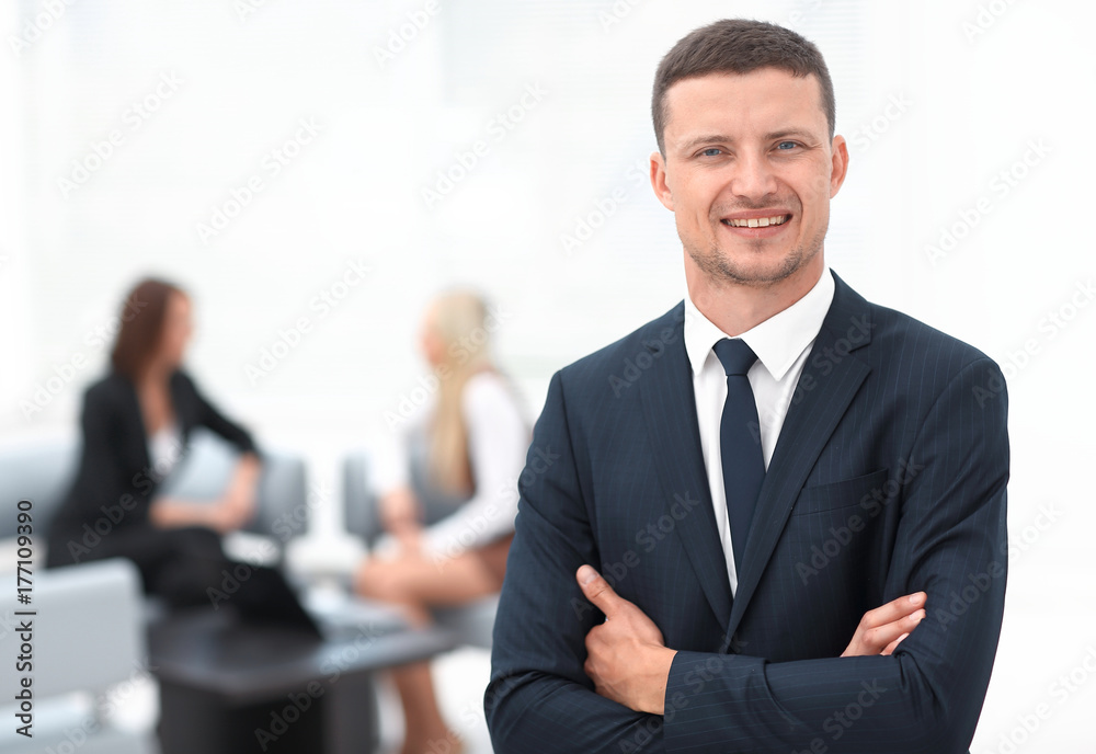 successful businessman on blurred background office successful businessman on blurred background office