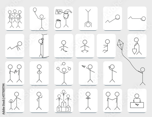 Stickman Sticke figures on white background