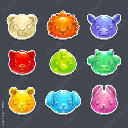 Cute jelly animals faces.