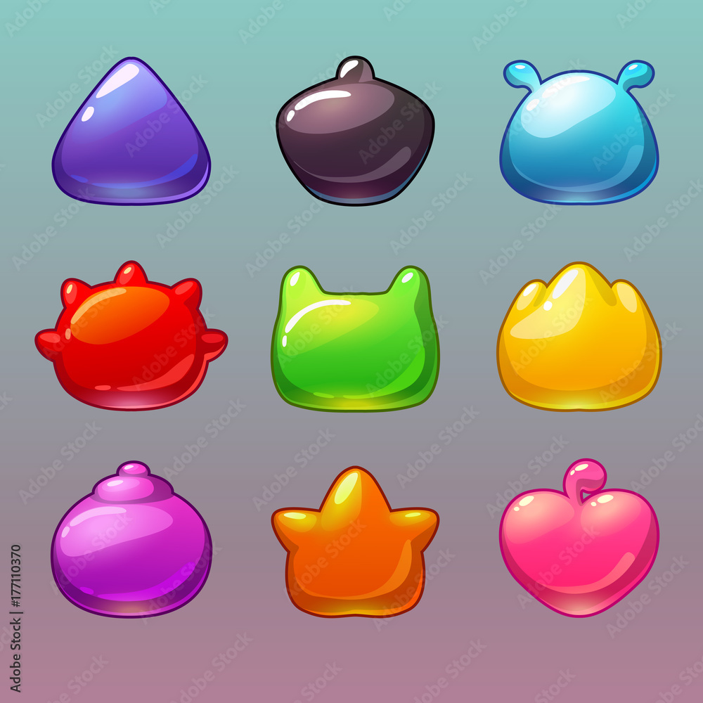 Funny colorful glossy abstract shapes