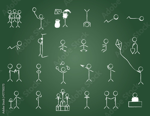 White Stickman Sticke figures on chalkboard