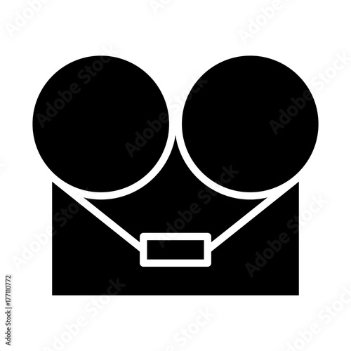 Analog stereo open reel tape deck recorder icon. Vector