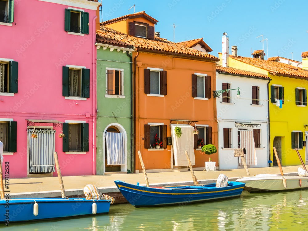 Color houses on Burano island, Venice, Italy