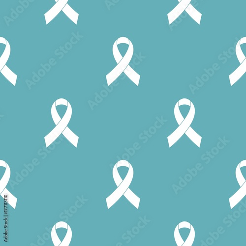 Breast cancer awareness red ribbon pattern seamless blue