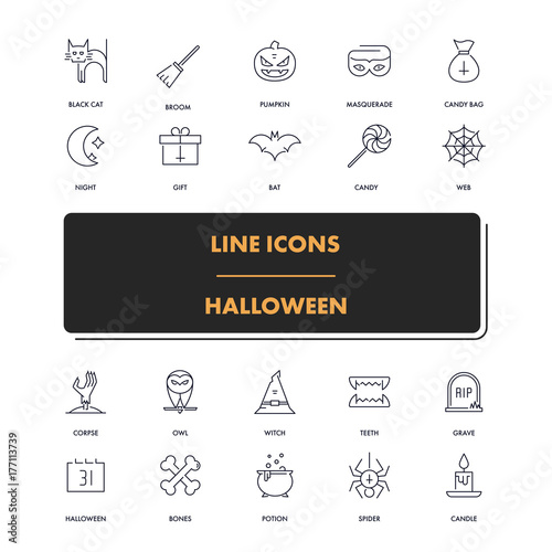 Line icons set. Halloween 1