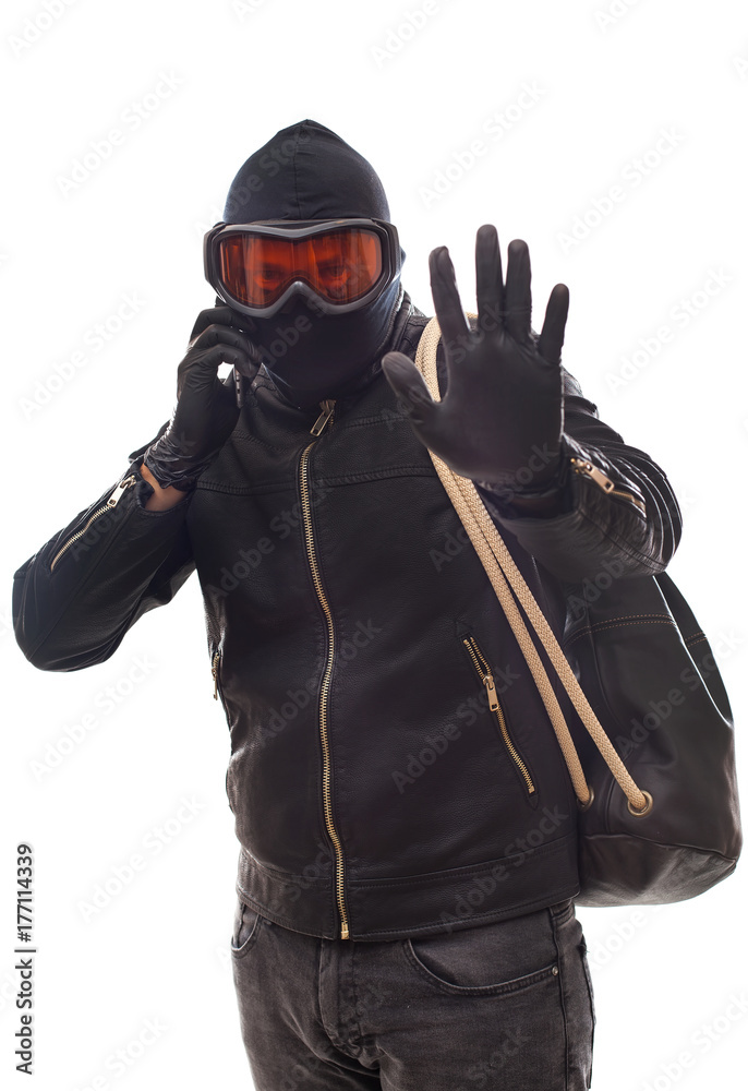 Dangerous burglar in black Dangerous burglar in black
