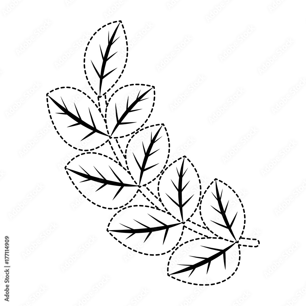 stem with leaves icon over white background vector illustration
