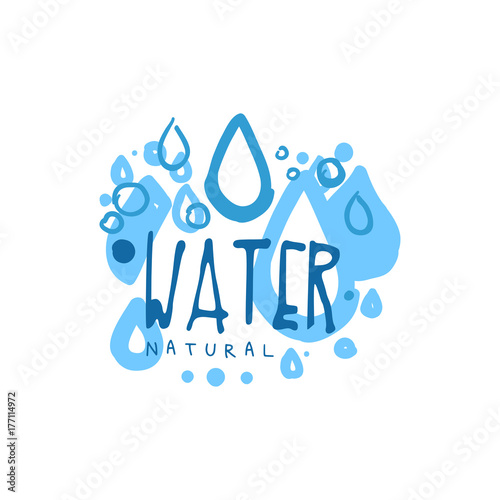 Hand drawn signs of pure water drops for logo with text