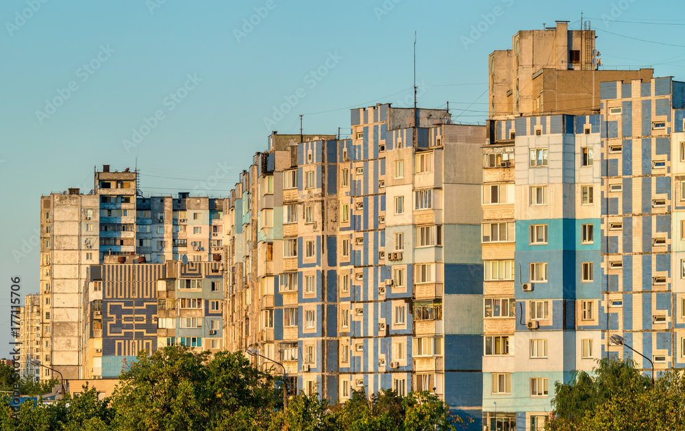 Soviet-era residential buildings in Troieschyna, a large neighborhood of Kiev, Ukraine Soviet-era residential buildings in Troieschyna, a large neighborhood of Kiev, Ukraine