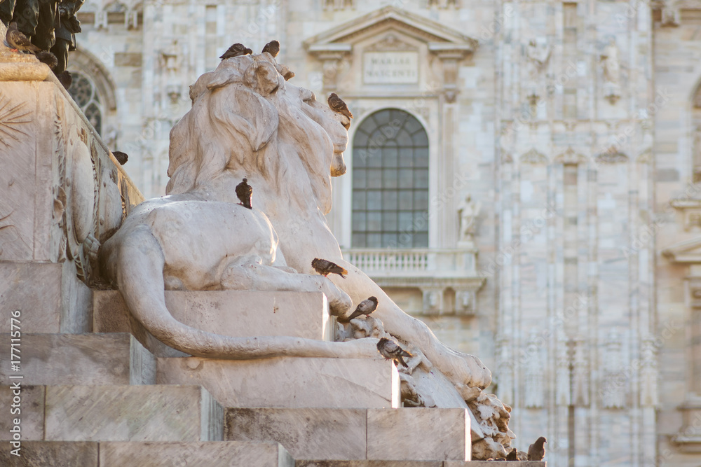 Leo. The sculpture in the center of Piazza Duomo in Milan Leo. The sculpture in the center of Piazza Duomo in Milan