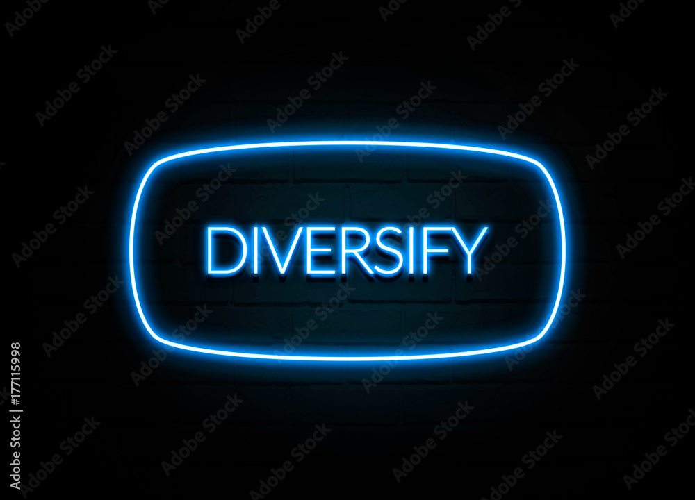 Diversify - colorful Neon Sign on brickwall Diversify - colorful Neon Sign on brickwall