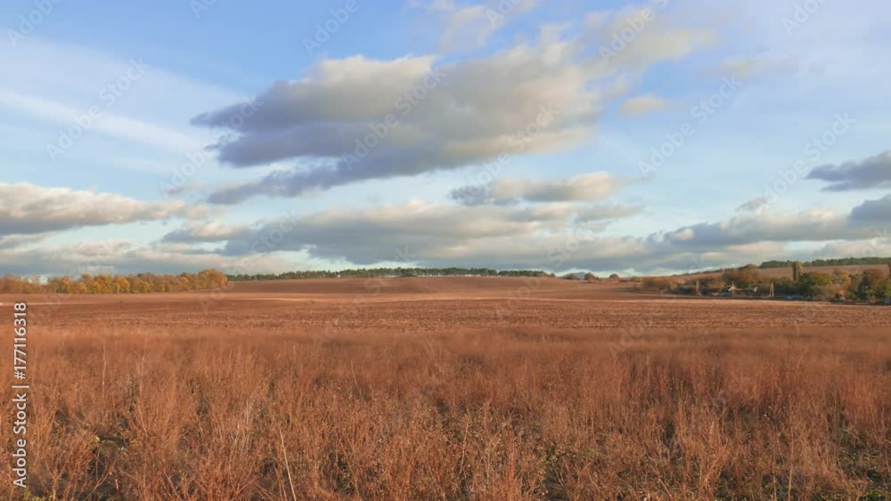 Landscape of countryside in autumn / Panoramic landscape of countryside in autumn sunny day Landscape of countryside in autumn / Panoramic landscape of countryside in autumn sunny day