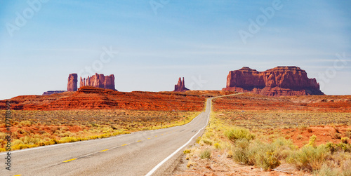 Scenic Monument Valley Landscape panoramic on the border between Arizona and Utah in United States America