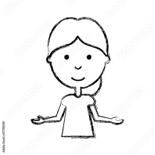 cartoon girl icon over white background vector illustration