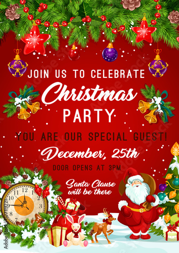 Christmas party vector New Year invitation poster