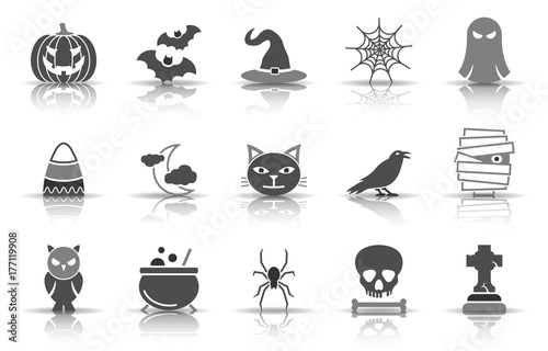 Halloween Iconset - Graustufen (Schatten)