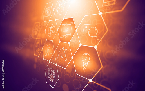 3D Abstract Futuristic Fintech Illustration Background