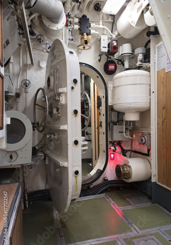 Interior of an old submarine - Door