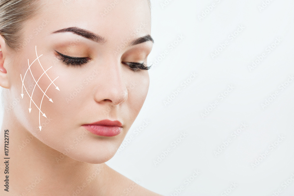 Fototapeta premium Close up portrait of cute girl with closed eyes
